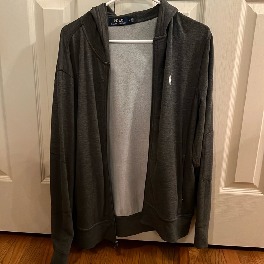 Ralph Lauren- Full Zip hooded sweater- Size :Medium - Color - Grey